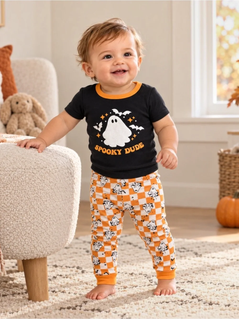Chickpea Baby Boy 12M Halloween Pajamas 2 Sets Ghost Bat 100% Cotton